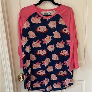 LuLaRoe Pink and Blue Kids Long Sleeve Tee